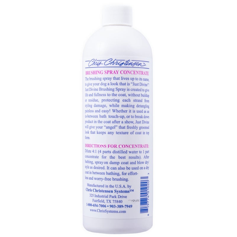 Chris Christensen Just Divine Dog Brushing Spray Concentrate, Groom Like a Professional, Prevents Brushing Damage, Light Detangler, All Coat Types, Made in USA, 16oz - Image 2